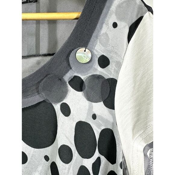 MADO ET LES AUTRES Women's Polka Dot Crew Neck Blouse Black White Size 46 - Picture 9 of 13